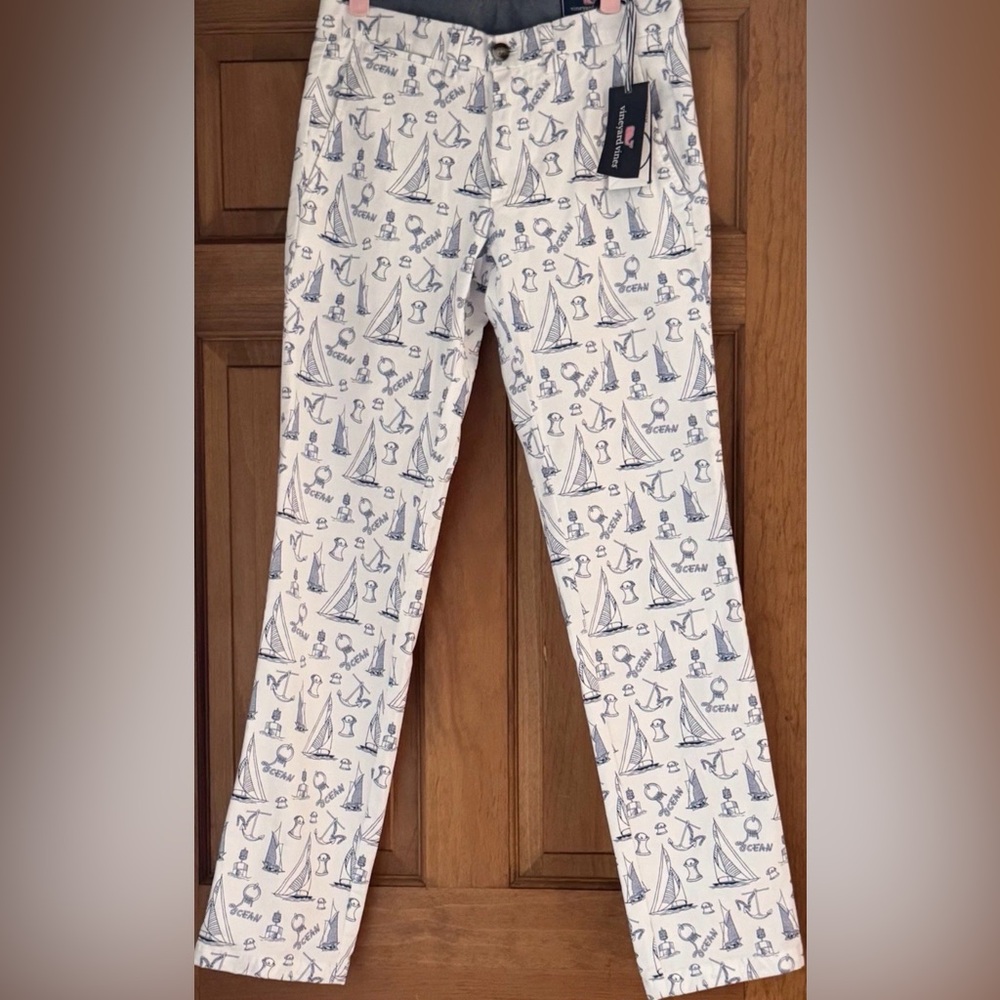 VINEYARD VINES Men’s White & Blue Nautical Boat Ocean Breaker Pants 28x32 NWT!